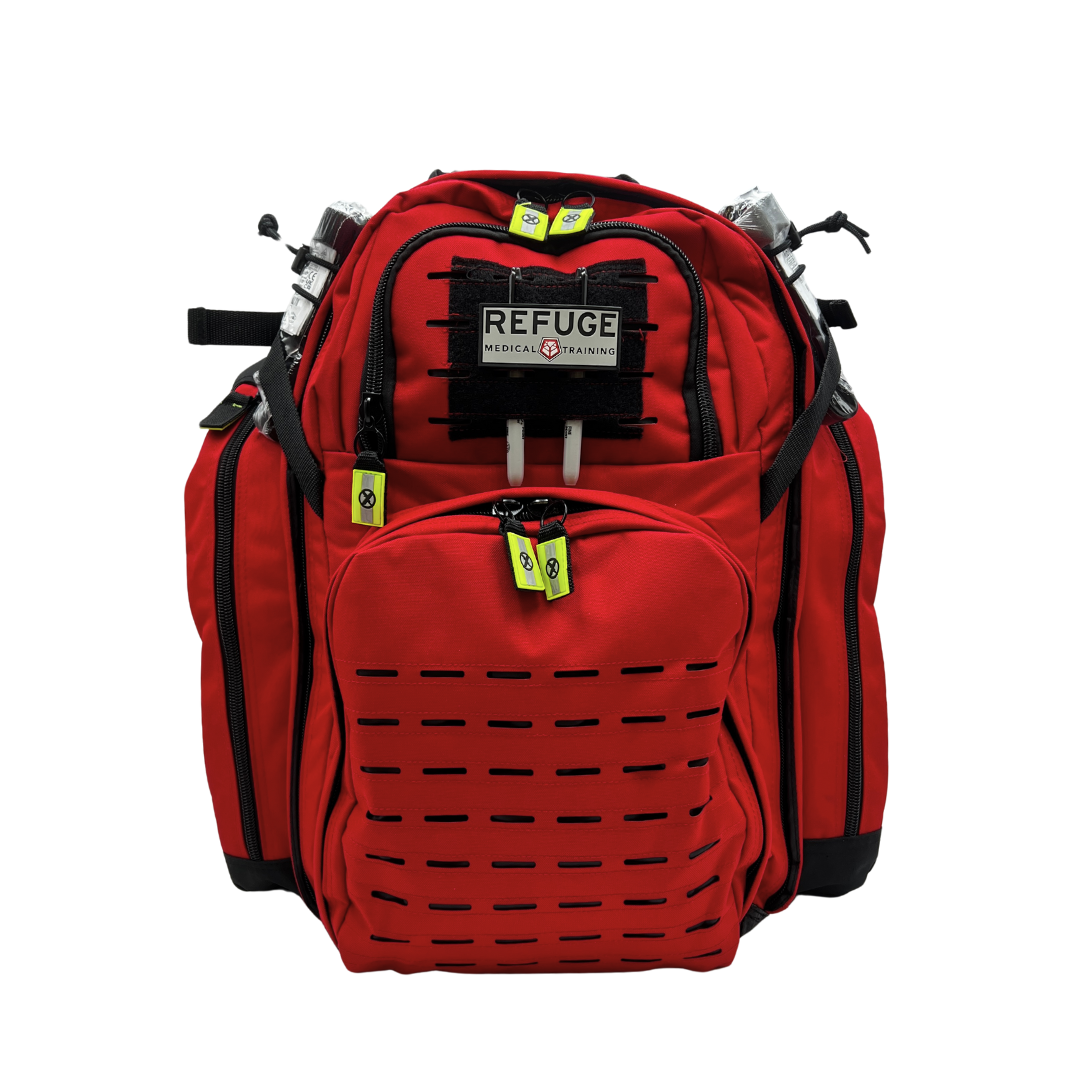 Refuge Medical STOMP First Aid Backpack - Red with Refuge Medical Patch
