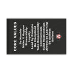 60" x 36" Refuge Core Values Flag black with white letters