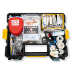 Refuge Medical Tool Box Kit Refill - components in yellow DeWalt compartment box, open (box not included)