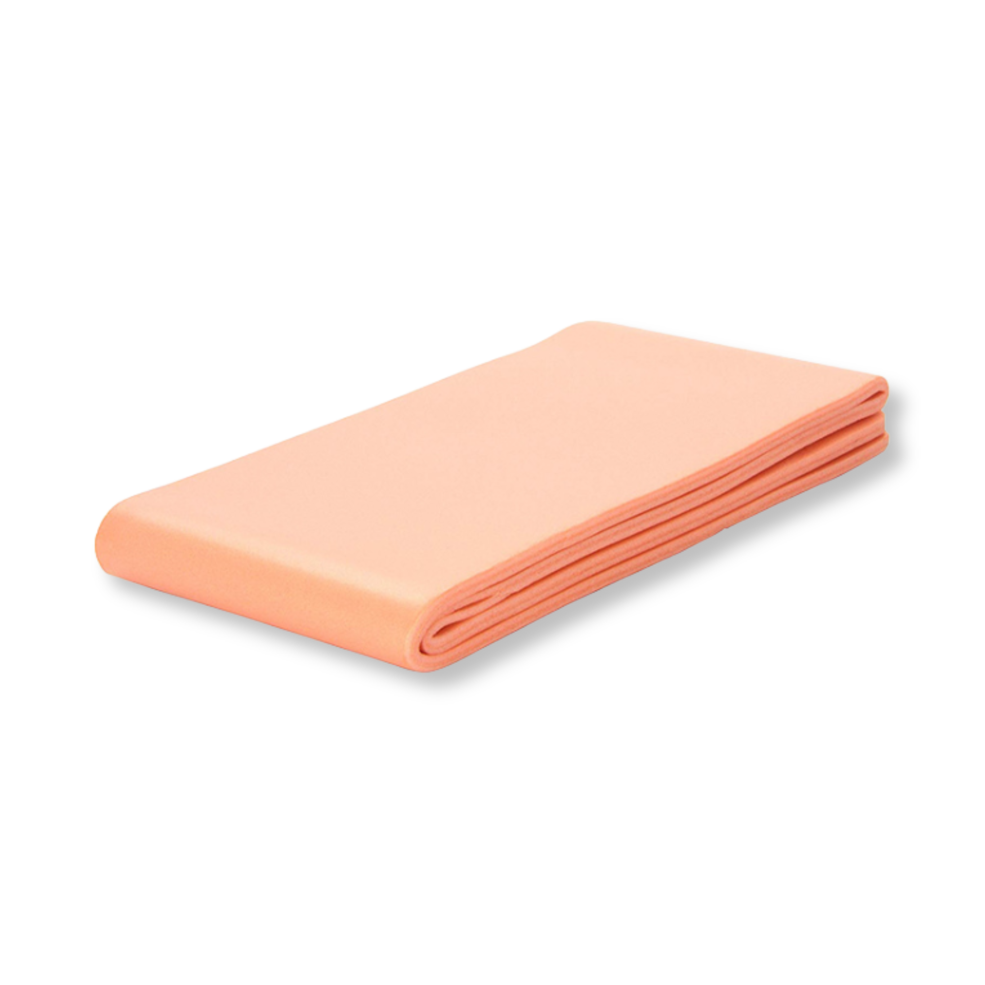 Folded peach-colored splint on a white background
