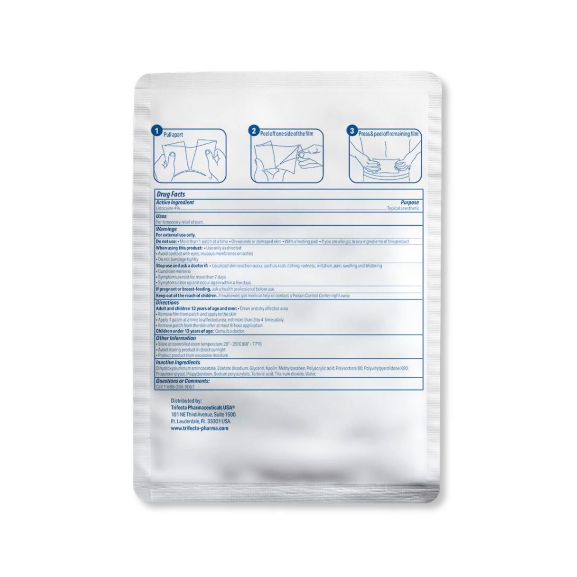 Globe Maximum strengthPain Relief Gel-Patch 4% Lidocaine - 1 patch 10cm x 14cm (Drug Facts)