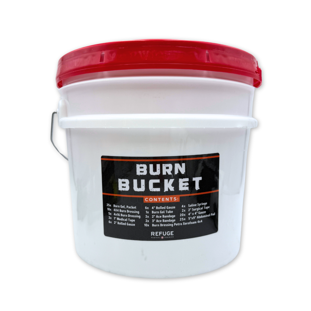 Refuge Medical Burn Bucket First Aid Kit - front