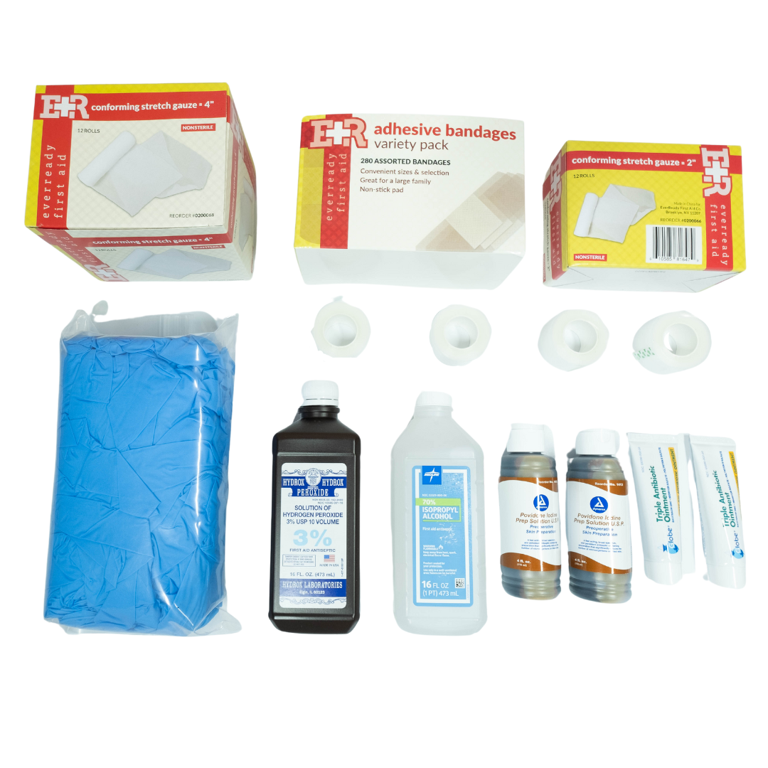 Refuge Medical Wound Care Bucket First Aid Kit - components included