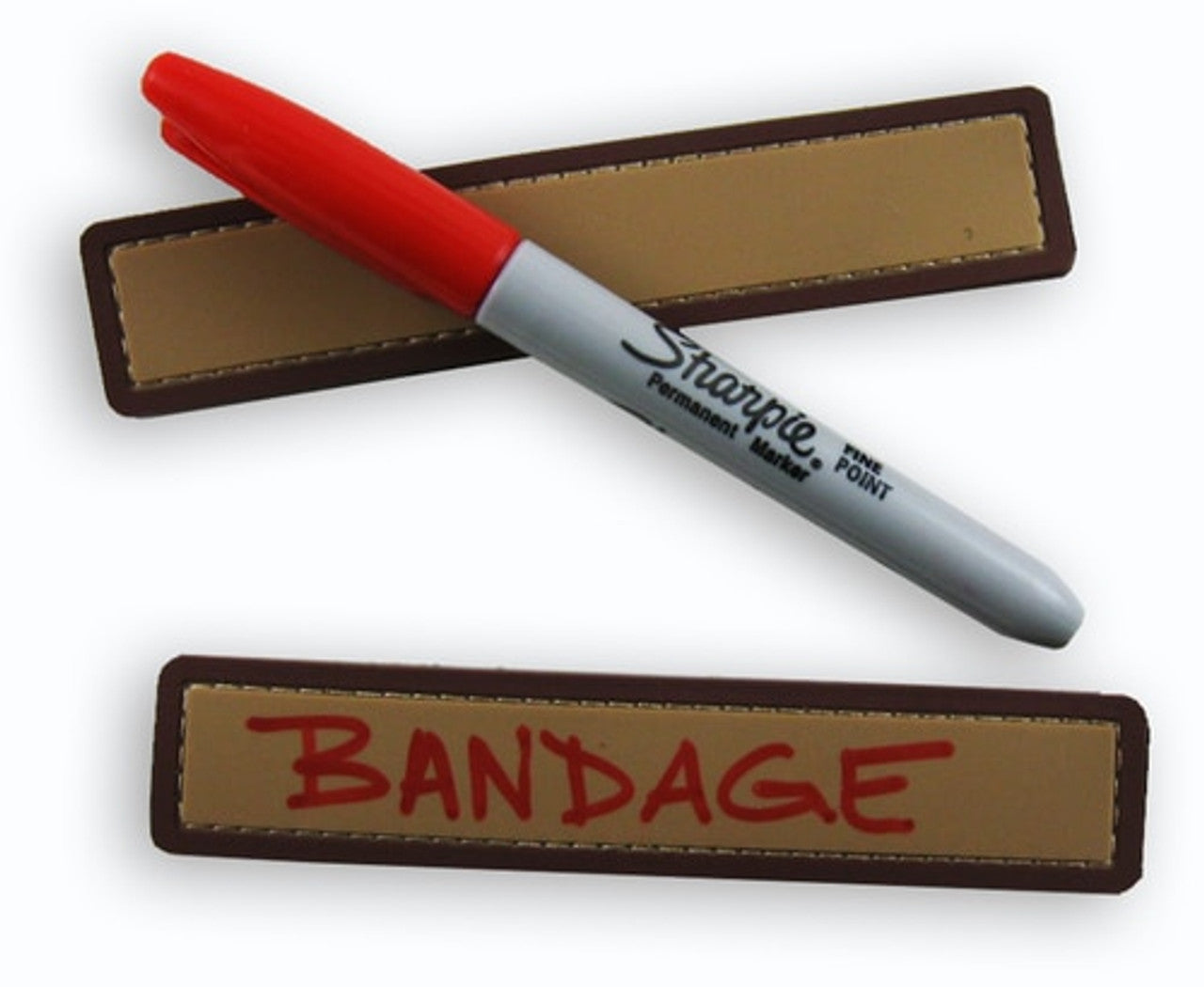 Blank PVC Name Tape-Tan w/ Brown Border