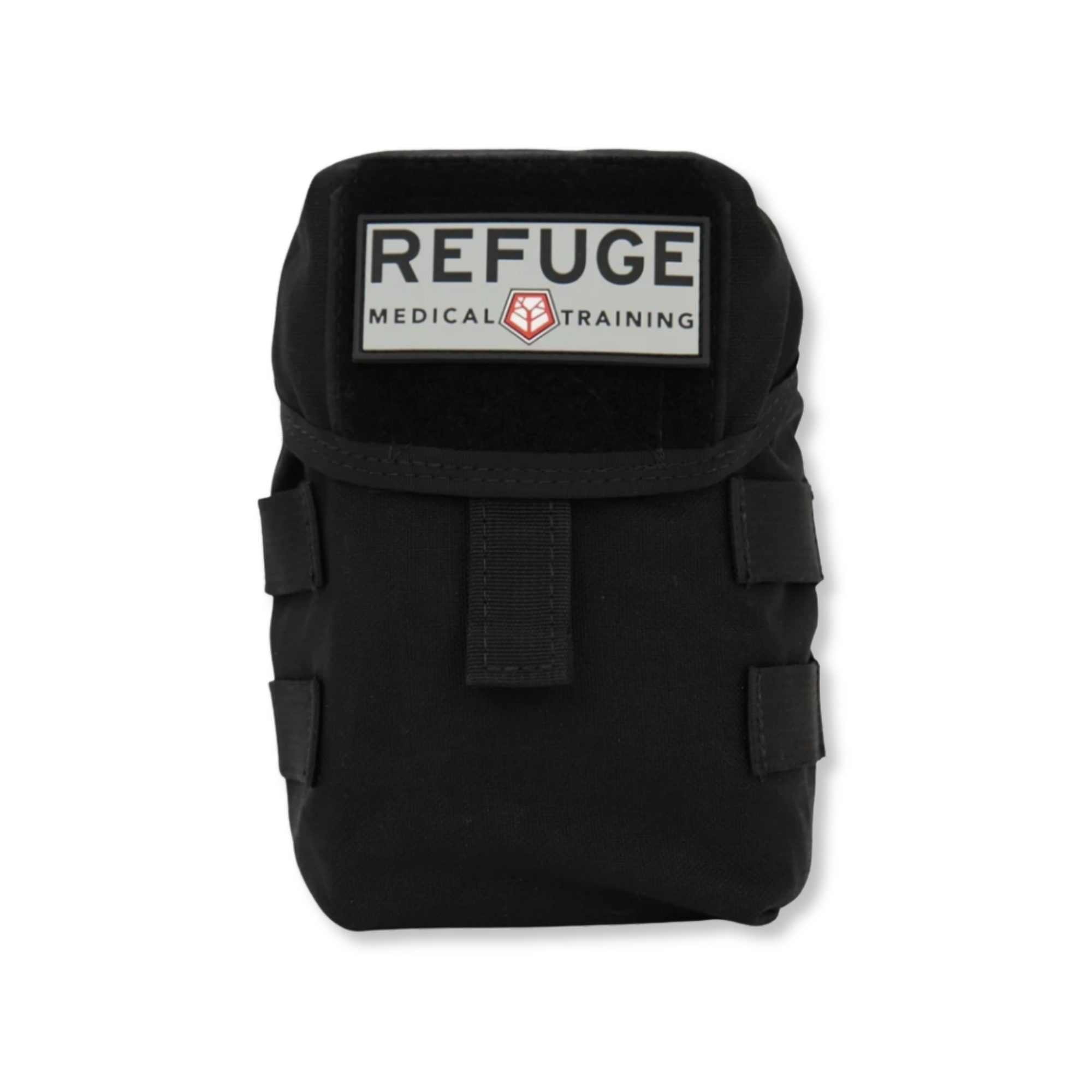 Refuge Medical BearFAK First Aid Kit - Black MOLLE-compatible pouch with Refuge Medical grey patch.
