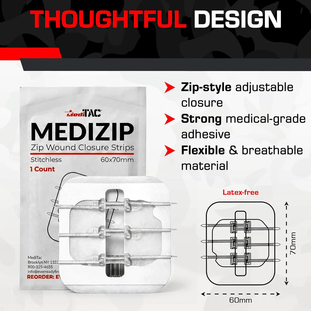 Medizip Stitchless Zip Wound Closure Strip 60×70mm