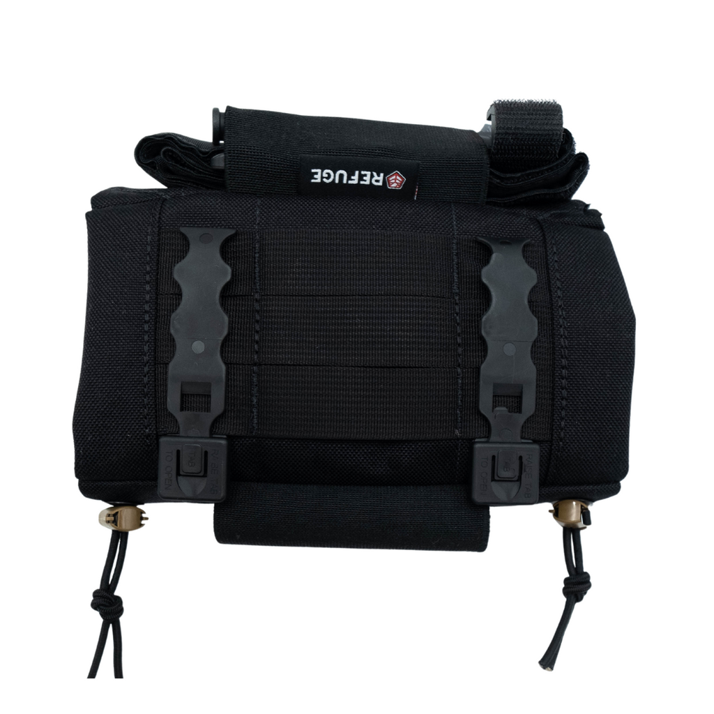 Refuge Medical OPFAK First Aid Kit - black, back of kit showing MOLL-E 