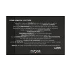 18" x 12" Refuge Core Values Prayer flag - black with white text