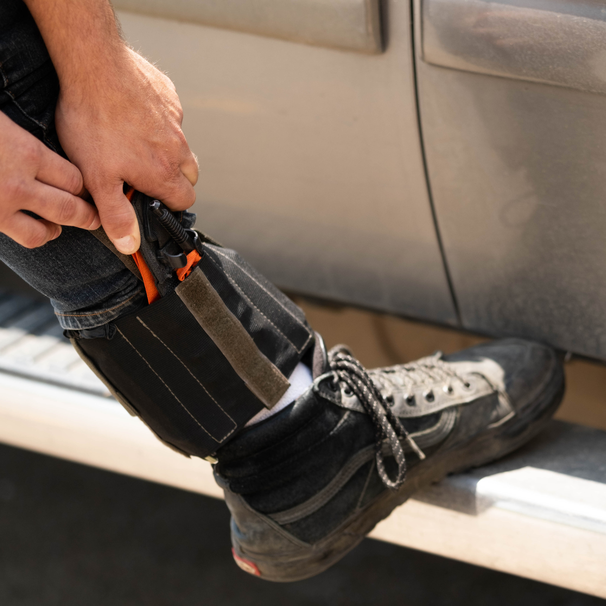 Refuge Medical Ankle First Aid Kit - person wearing the Ankle Kit