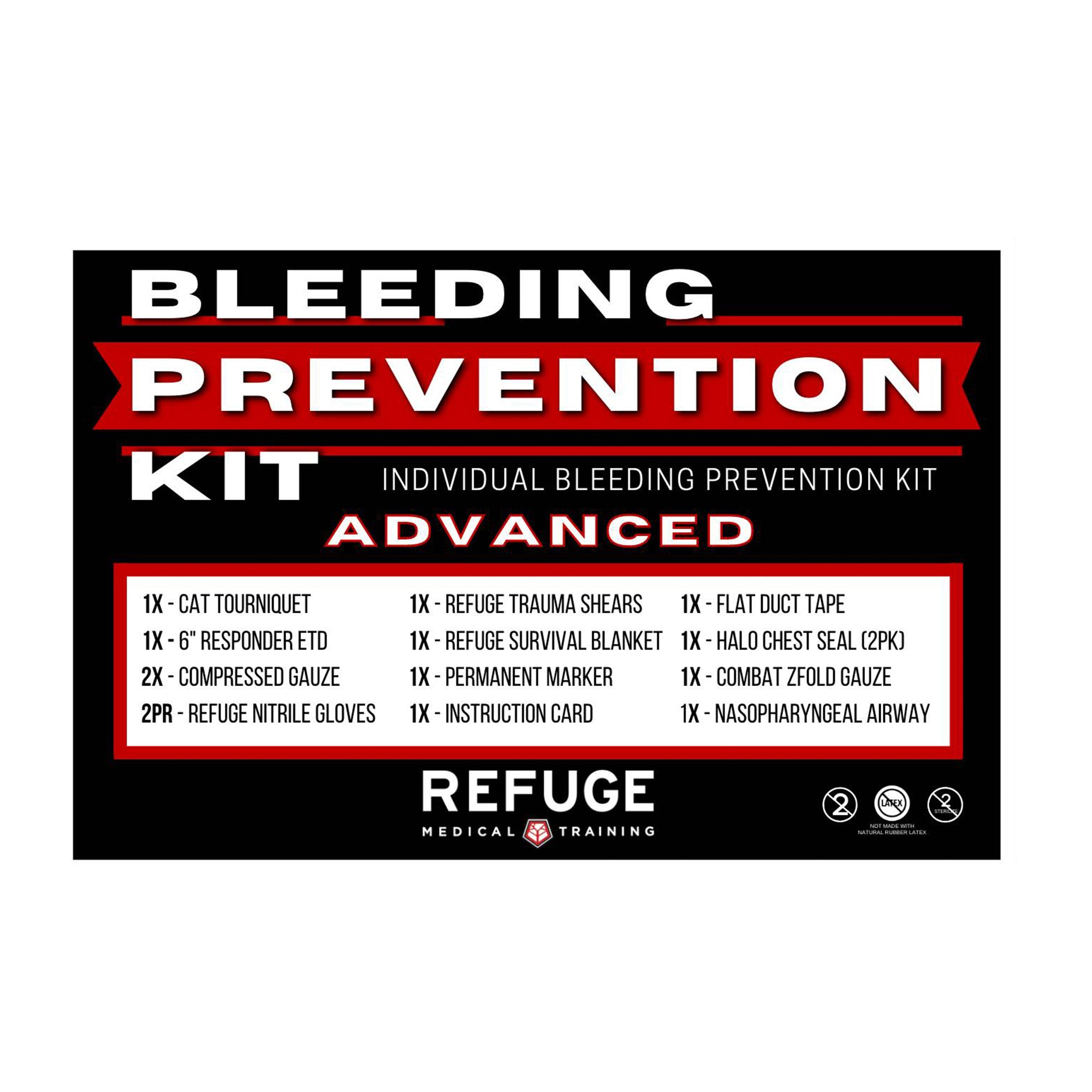 Refuge Medical Bleeding Prevention Kit Label - Advanced
