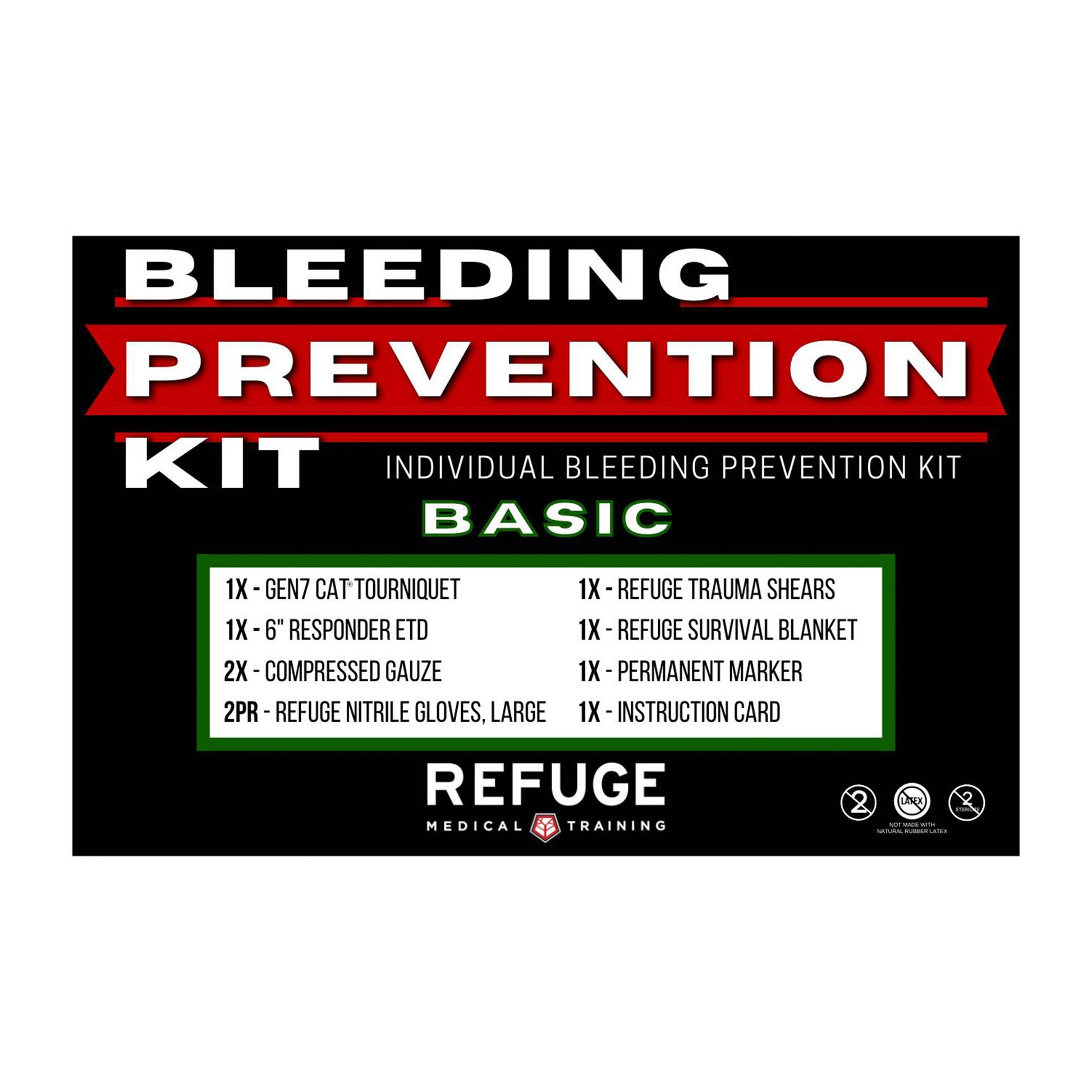 Refuge Medical Bleeding Prevention Kit Label - Basic