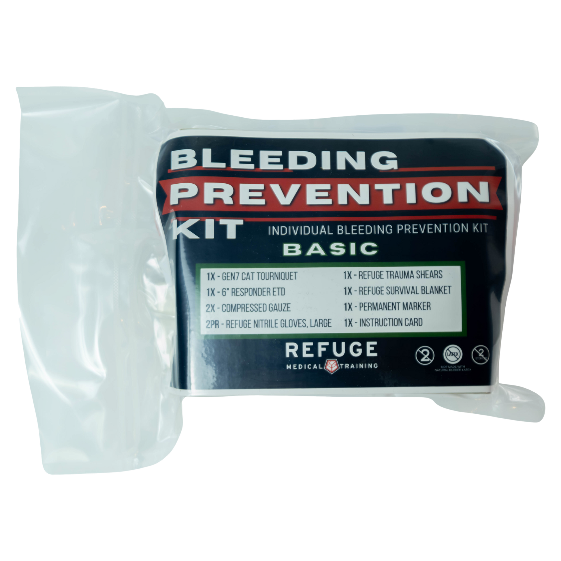 Refuge Medical Bleeding Prevention Kit Vacuum Sealed First Aid Kit - Basic