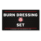 Refuge Medical Burn Dressing Set- black with white text and red accents