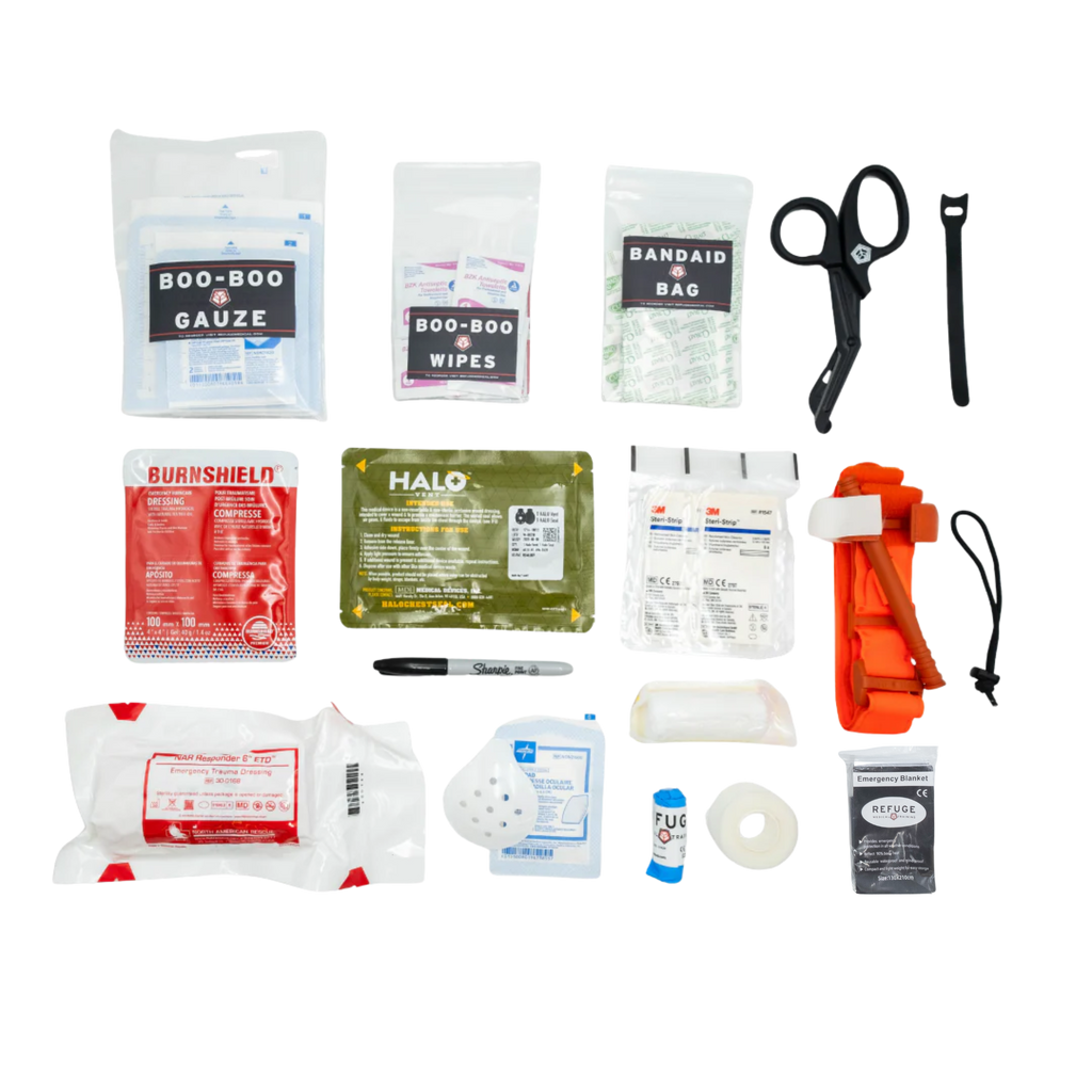 Refuge Medical BearMIN First Aid Kit -  Components included in the BearMIN