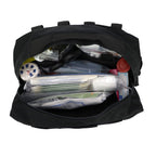 Refuge Medical Mastiff K9 first aid kit - Black, top view, open showing components