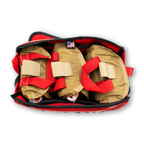 Refuge Medical Mass Cass First Aid Kit - Red, top view open showing three BearFAK inners