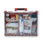 Refuge Medical Tool Box Kit Refill - components in red compartment box, closed (box not included)