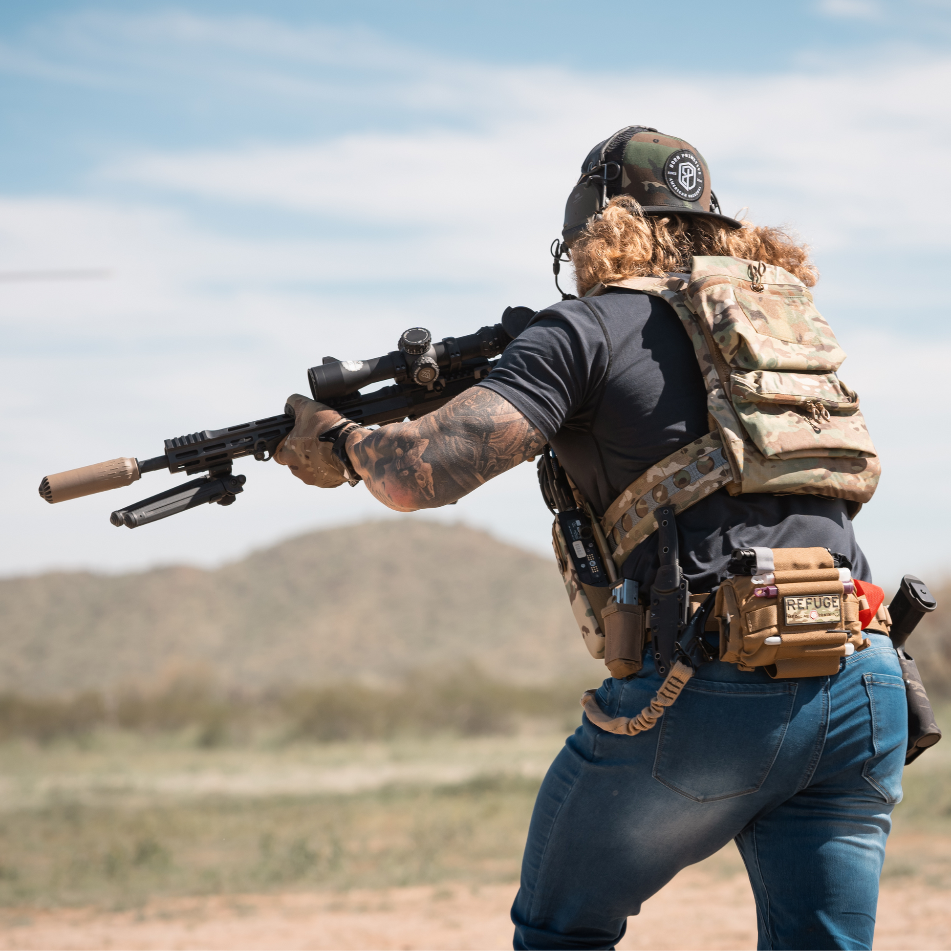 Refuge Medical OPFAK First Aid Kit - Coyote Tan OPFAK mounted on a battle belt