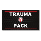 Refuge Medical Trauma Pack refill label - black with white text and red accents