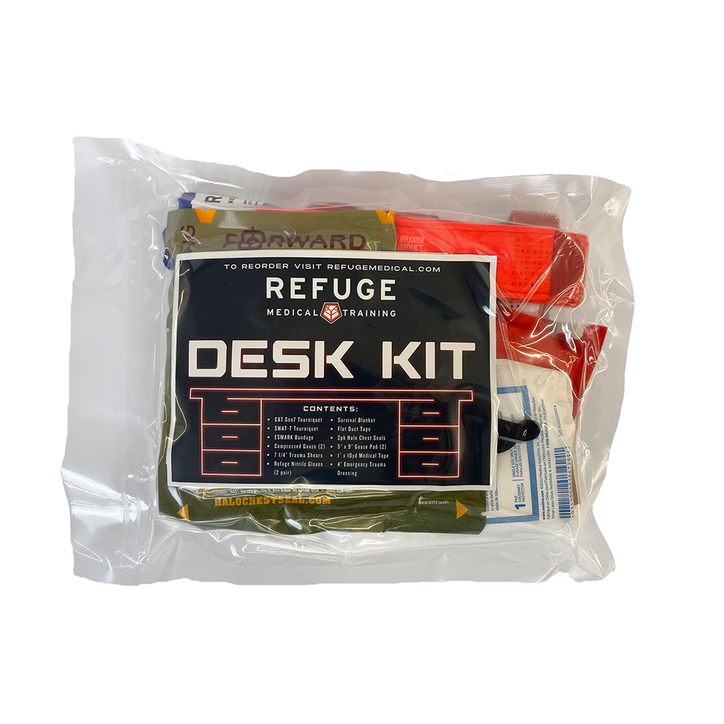 Refuge Medical Desk Kit Vacuum Sealed First Aid Kit - front