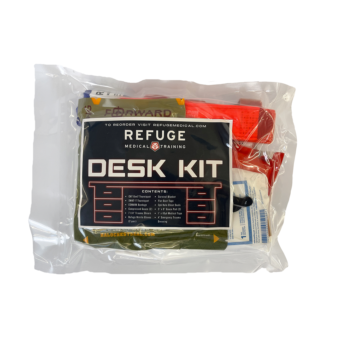Refuge Medical Desk Kit Vacuum Sealed First Aid Kit - front