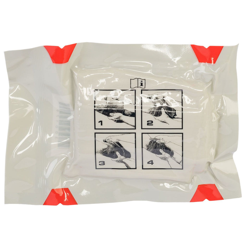 4in mini responder emergency trauma dressing in white packaging