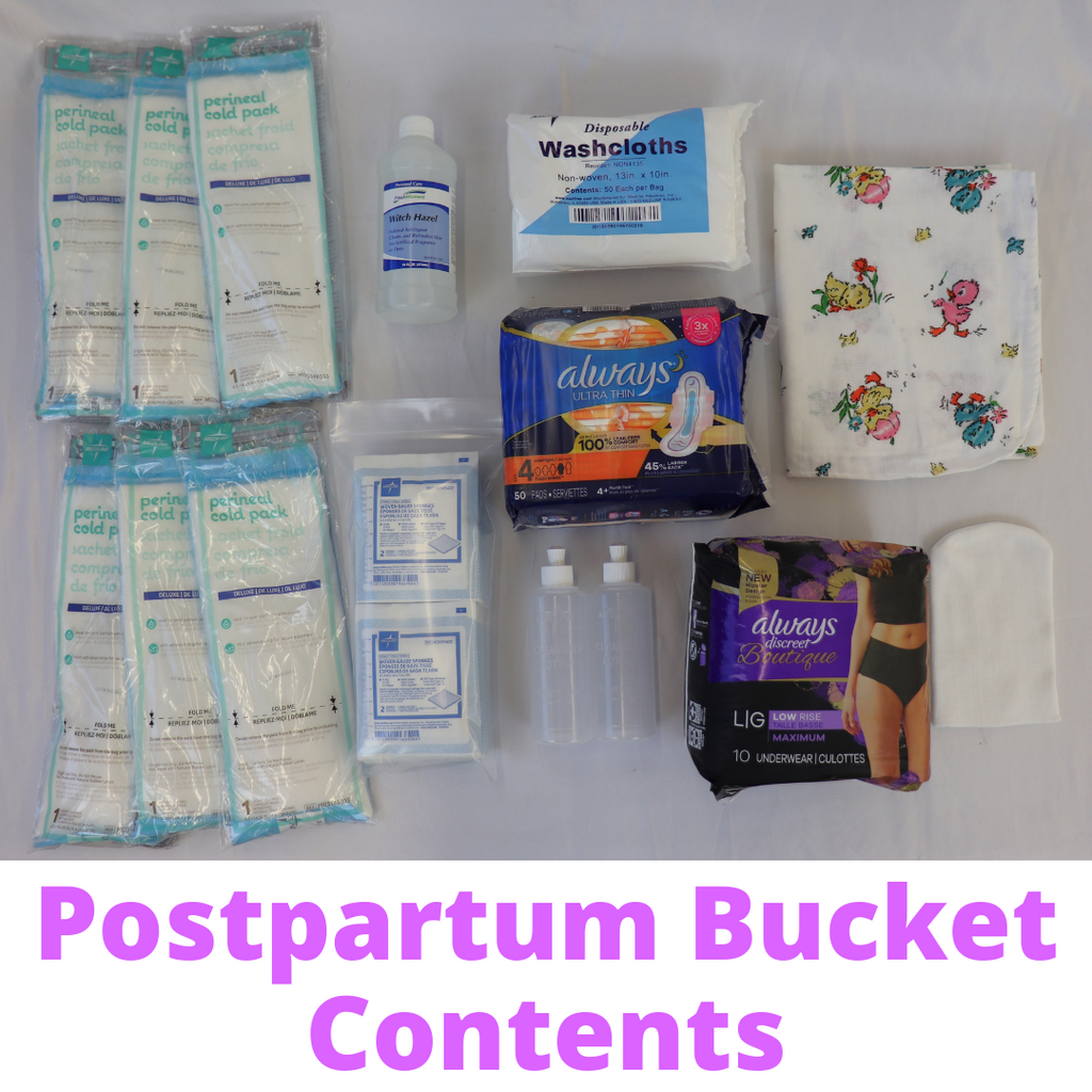 Refuge Medical Birth and Postpartum Bucket First Aid - Postpartum Bucket components included