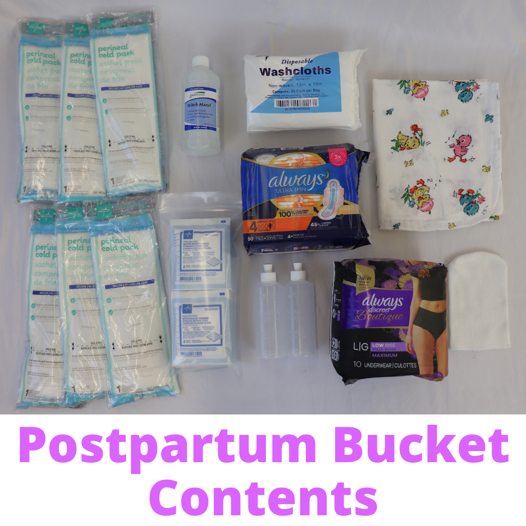 Refuge Medical Birth and Postpartum Bucket First Aid - Postpartum Bucket components included