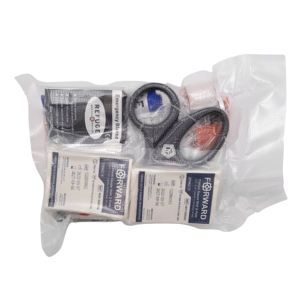 Refuge Medical Bleeding Prevention Kit Vacuum Sealed First Aid Kit - Back